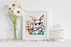 Easter Bunny Egg Flower, Clipart |T-shirt, Mug PNG Product Image 1
