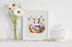 Easter Bunny Egg Flower, Clipart |T-shirt, Mug PNG Product Image 1