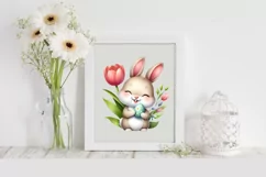 Easter Bunny Egg Flower, Clipart |T-shirt, Mug PNG Product Image 1