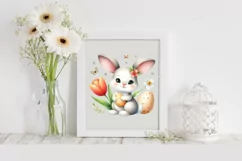 Easter Bunny Egg Flower, Clipart |T-shirt, Mug PNG Product Image 1