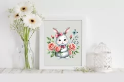 Easter Bunny with Roses , Clipart |T-shirt, Mug PNG Product Image 2