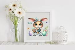 Easter Bunny Bike Egg Flower, Clipart |T-shirt, Mug PNG Product Image 1
