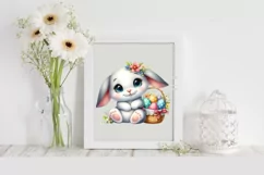 Easter Bunny Egg Flower, Clipart |T-shirt, Mug PNG Product Image 1