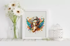 Cupid Angel Of Love Secret Watercolor Florals Clipart Product Image 2