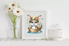 Paddling Easter Bunny Egg Flower, Clipart |T-shirt, Mug PNG Product Image 2