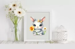 Easter Bunny Egg Flower, Clipart |T-shirt, Mug PNG Product Image 1