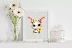 Easter Bunny Egg Flower, Clipart |T-shirt, Mug PNG Product Image 1
