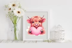 Cute Highland Cow Spring Love Flowers |T-shirt, Mug, Tumbler Product Image 2