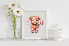 Cute Highland Cow Spring Love Flowers |T-shirt, Mug, Tumbler Product Image 1