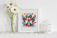 Cupid Angel Of Love Gesture Watercolor Florals Clipart Product Image 1
