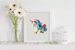 Unicorn with Golden Horn, Clipart |T-shirt, Mug, Tumbler Product Image 2
