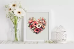 Valentines Floral Heart , Clipart |T-shirt, Mug, Tumbler Product Image 2