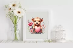 Cute Highland Cow Spring Love Flowers |T-shirt, Mug, Tumbler Product Image 1