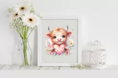 Pink Highland Cow Spring Love Flowers |T-shirt, Mug, Tumbler Product Image 2