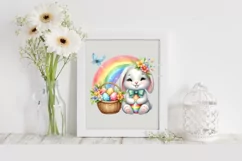 Easter Bunny Rainbow Egg Flower, Clipart |T-shirt, Mug PNG Product Image 1