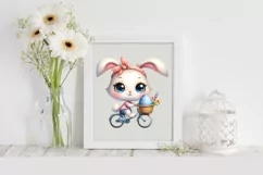 Bike Bunny Egg Flower, Clipart |T-shirt, Mug PNG Product Image 1