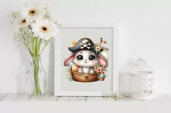Pirate Easter Bunny Egg Flower, Clipart |T-shirt, Mug PNG Product Image 2