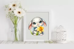 Easter Bunny Egg Flower, Clipart |T-shirt, Mug PNG Product Image 1