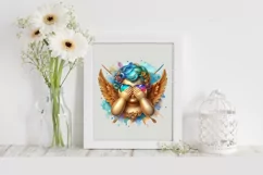 Cupid Angel Of Love Gesture Watercolor Florals Clipart Product Image 1