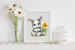 Easter Bunny Egg Flower, Clipart |T-shirt, Mug PNG Product Image 1