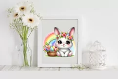 Easter Bunny Rainbow Flower, Clipart |T-shirt, Mug PNG Product Image 2