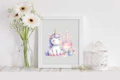 Watercolor Unicorn Cake , Clipart |T-shirt, Mug, Tumbler Product Image 2