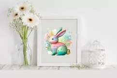3d Golden Luxury Easter Bunny Clipart with Flowers Product Image 2