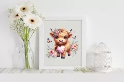 Cute Highland Cow Spring Love Flowers |T-shirt, Mug, Tumbler Product Image 2