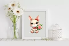 Easter Bunny Egg Flower, Clipart |T-shirt, Mug PNG Product Image 1