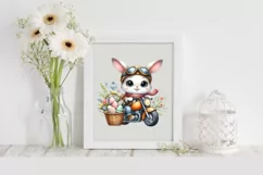 Easter Bunny on a Motorbike With Eggs Flower, Clipart Product Image 2