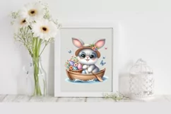 Easter Bunny Egg Flower, Clipart |T-shirt, Mug PNG Product Image 1