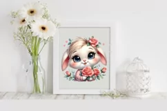 Baby Bunny Rose Flower, Clipart |T-shirt, Mug PNG Product Image 2