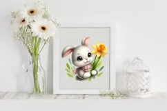 Easter Bunny with Scarf holdina a Flower, Clipart |T-shirt, Product Image 2