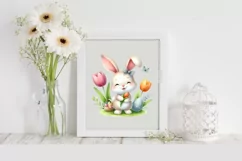 Smiling Easter Bunny Egg Flower, Clipart |T-shirt, Mug PNG Product Image 2