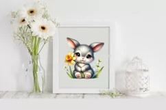 Easter Grey Bunny Spring Flower, Clipart |T-shirt, Mug PNG Product Image 2