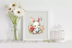 Easter Bunny Egg Flower, Clipart |T-shirt, Mug PNG Product Image 1
