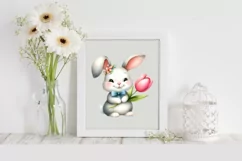 Easter Bunny Egg Flower, Clipart |T-shirt, Mug PNG Product Image 1