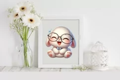 Easter Bunny With Glasses Flower, Clipart |T-shirt, Mug PNG Product Image 2