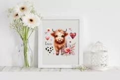 Cute Highland Cow Spring Love Flowers |T-shirt, Mug, Tumbler Product Image 2