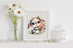 Bunny Rose Flower Heart, Clipart |T-shirt, Mug PNG Product Image 1