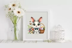 Cute Easter Bunny Egg Flower, Clipart |T-shirt, Mug PNG Product Image 2