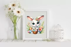 White Cute Easter Bunny Egg Flower, Clipart |T-shirt, Mug Product Image 2