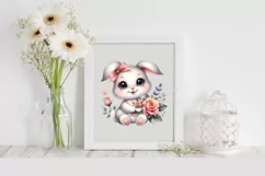 Easter Bunny Rose Flower, Clipart |T-shirt, Mug PNG Product Image 2