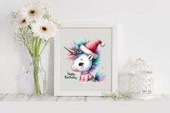Baby Unicorn with Santa Hat, PNG Product Image 2