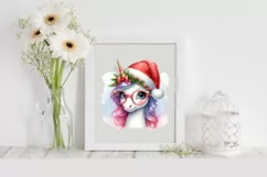 Cute Unicorn with es and Santa Hat PNG Product Image 2