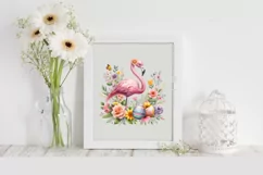 Watercolor Colorful Easter Flamingo |T-shirt, Mug, Tumbler Product Image 2