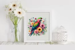 Watercolor Colorful Parrot Florals|T-shirt, Mug, Tumbler Product Image 1