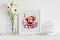 Pink Highland Cow with Christmas Decorations Product Image 2