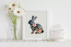 Easter Bunny Animal Print Flower, Clipart |T-shirt, Mug PNG Product Image 2