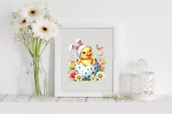Duckling with Easter Bunny Ears Flower, Clipart |T-shirt Product Image 2